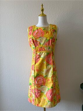 Vintage Lilly Pulitzer Floral Dress 1960s The Lilly  Shift Dress Size 12 Rare